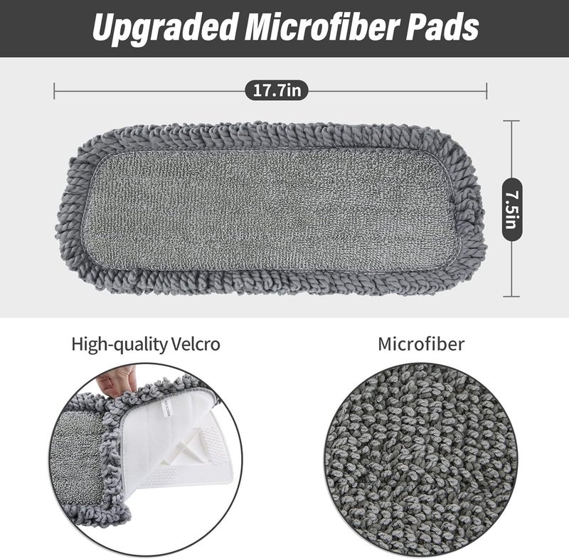 Panda Grip 16.5 inch Mop Pads Refills, 3 Pack Microfiber Reusable Replacement Mop Pads Flat Replacements Heads for Wet Or Dry Floor Cleaning and Scrubbing, Grey Tassel Cloth - Image 2